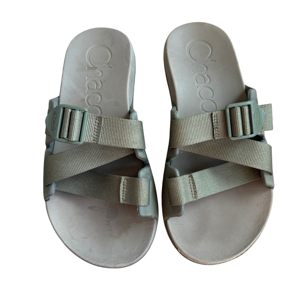 Chaco Chillos Slide Sandals Sage Green Olive Z-Strap Adjustable Mens 8 Womens 10